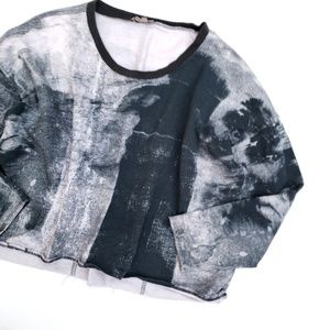 Helmut Lang Black White Dyed Cropped Top